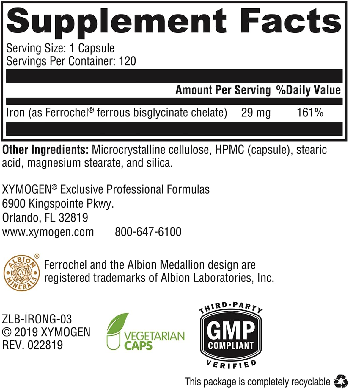 Iron Glycinate 120 Capsules