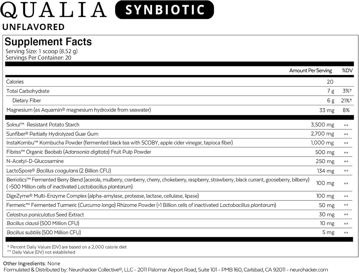 Qualia Synbiotic 15 Servings