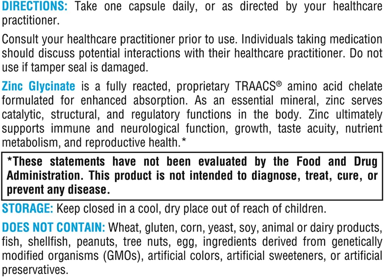 Zinc Glycinate 120 Capsules